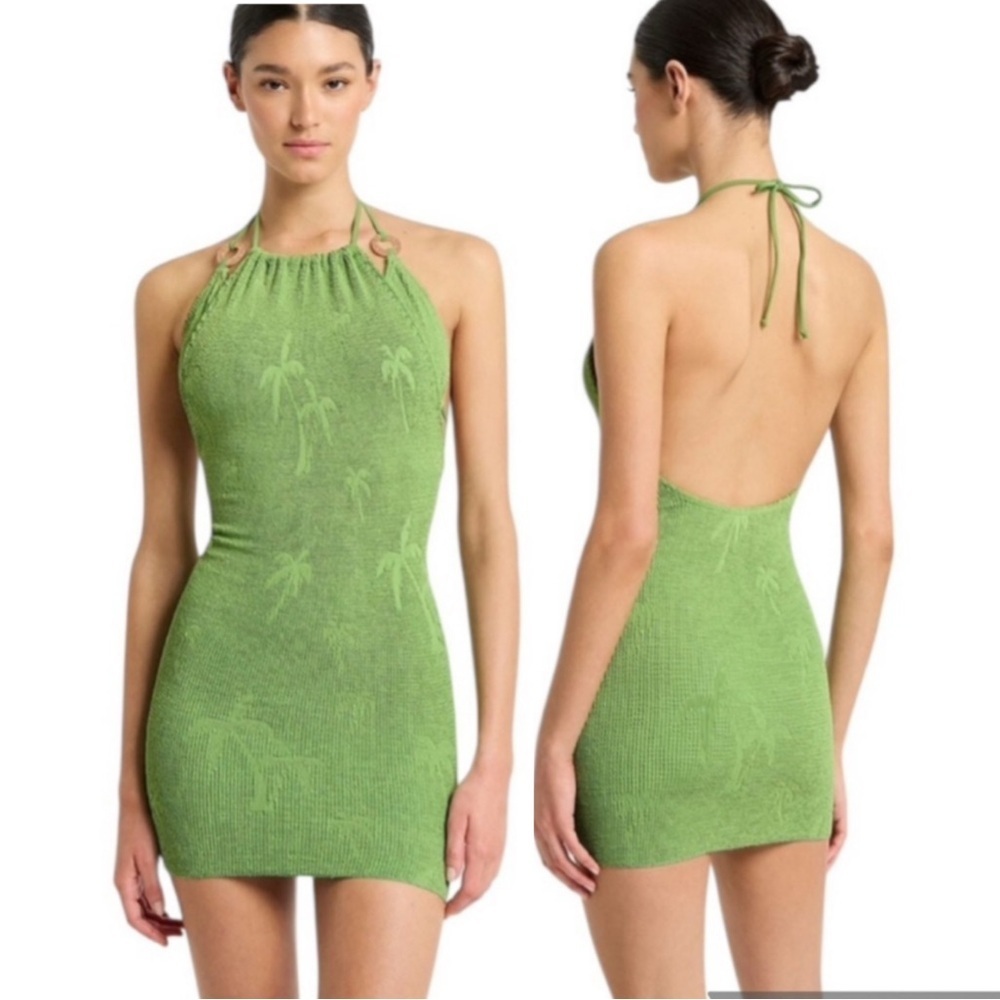 NEW Bond-eye The Imogen Body-Con Cover Up Minidress Matcha Palm Green One Size